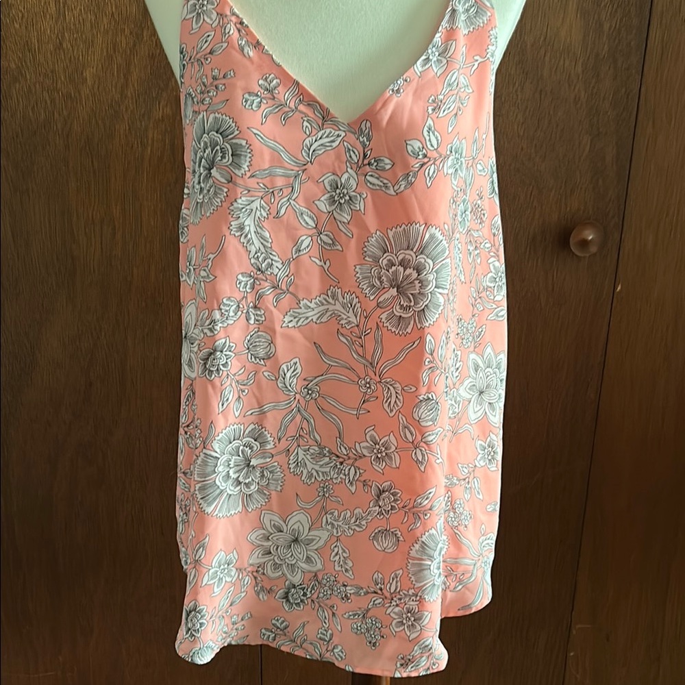 LOFT Women's Coral Floral V-Neck Slip Top